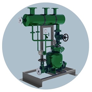 Конденсатный блок на основе насосов объемного вытеснения, управляемых уровнемером